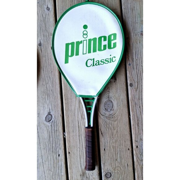 Prince Classic Tennis Racket Aluminum Frame Vintage 4 1/4 Grip Green & White - Picture 1 of 7